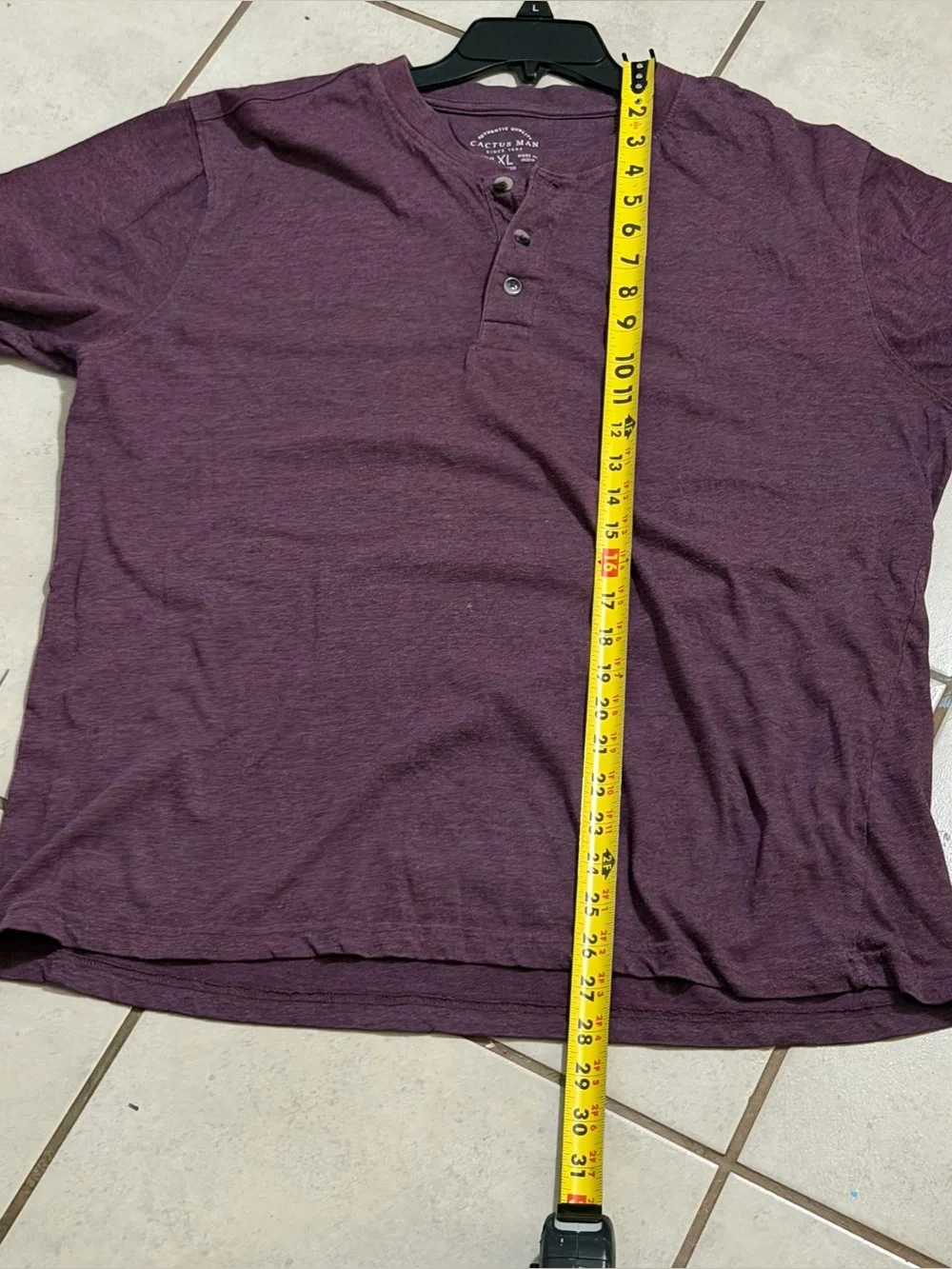 Cactus Man Minimalist Henley Short Sleeve Shirt‎ Casual Purple Plum size XL